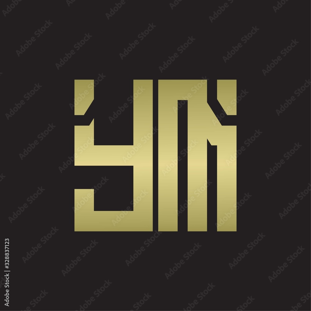 Fototapeta premium YM Logo with squere shape design template with gold colors