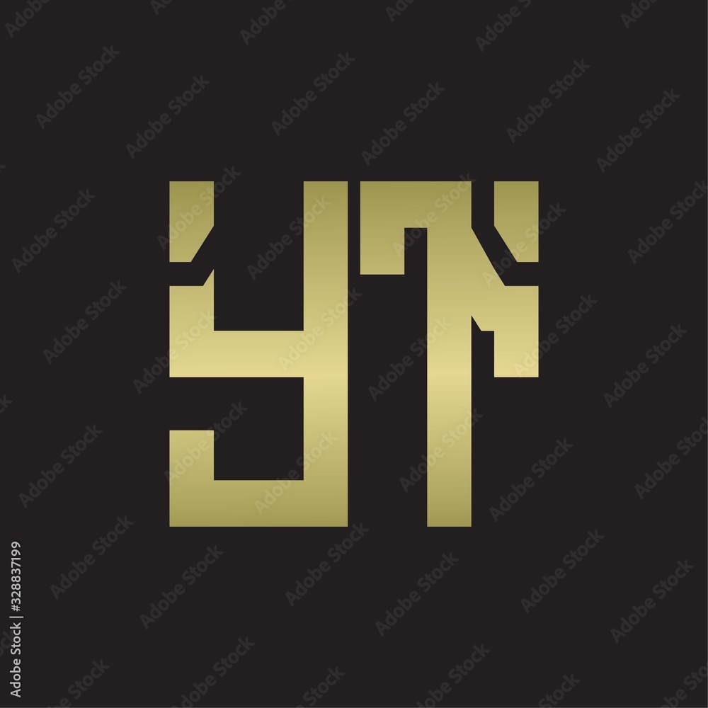 YT Logo with squere shape design template with gold colors YT Logo with squere shape design template with gold colors