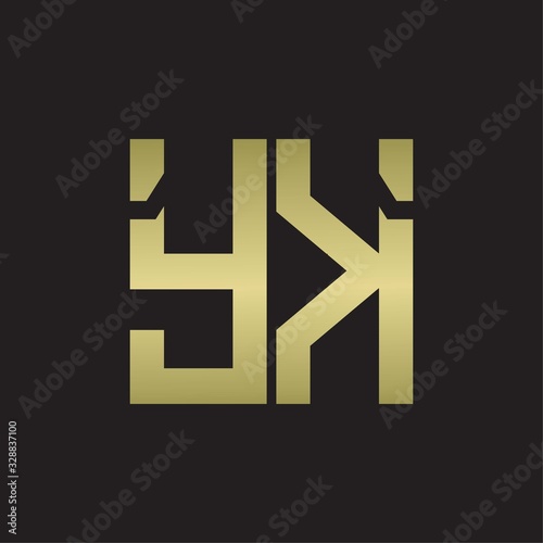 YK Logo with squere shape design template with gold colors