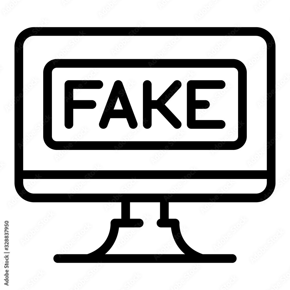 Fake computer news icon. Outline fake computer news vector icon for web design isolated on white background Fake computer news icon. Outline fake computer news vector icon for web design isolated on white background