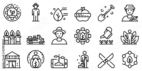 Agronomist icons set. Outline set of agronomist vector icons for web design isolated on white background