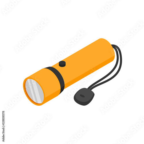 Portable flashlight isolated icon on a white background.