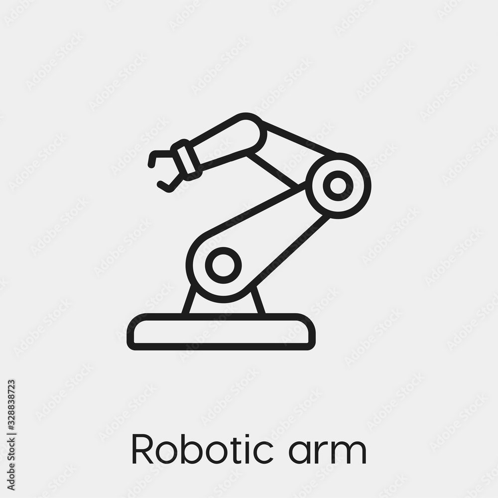 robotic arm icon vector. Linear style sign for mobile concept and web design. robotic arm symbol illustration. Pixel vector graphics - Vector.