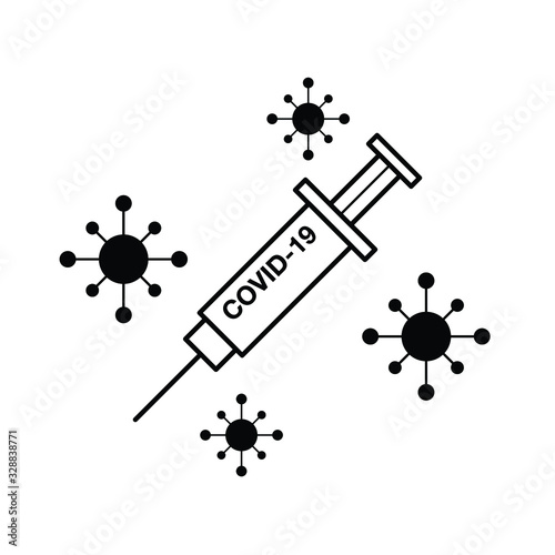 Vaccine anti covid-19. injection icon design, Medical health care emergency aid clinic and medication flat icon design Vector illustration