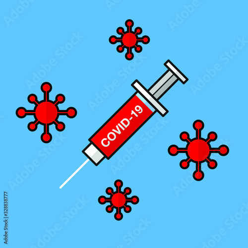 Vaccine anti covid-19. injection icon design, Medical health care emergency aid clinic and medication flat icon design Vector illustration