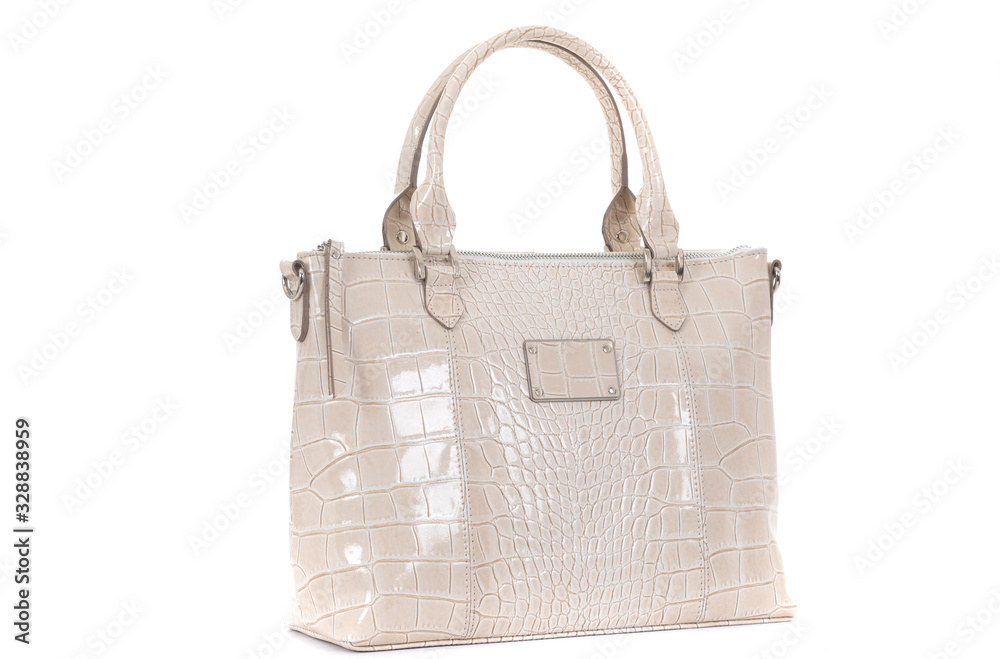 women white leather bag isolated on white background women white leather bag isolated on white background