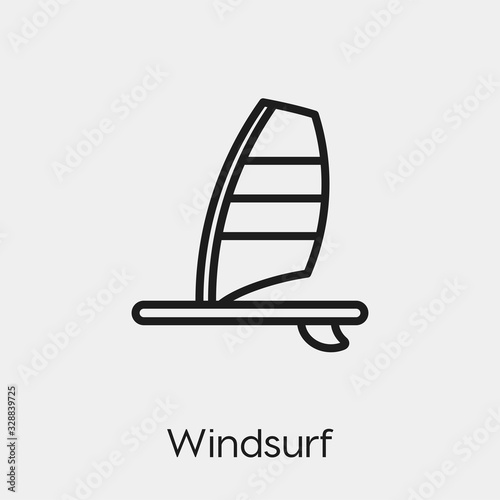 Windsurfing icon vector. Linear style sign for mobile concept and web design. Windsurf symbol illustration. Pixel vector graphics - Vector.