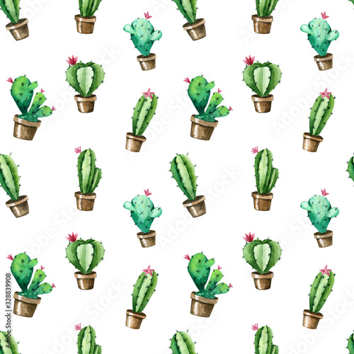 seamless pattern of cacti