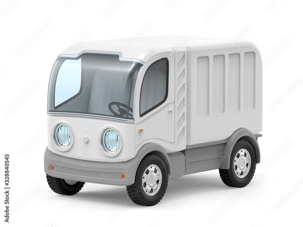 futuristic small delivery truck cartoon