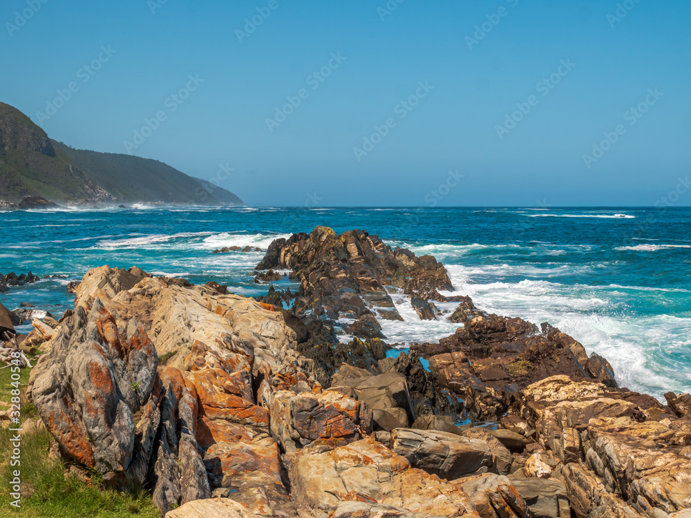 South Africa Tsitsikamma Nature park with rough rocks and great landscape