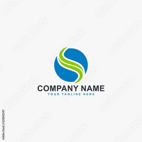 Pain logo design. Backbone medical care illustration symbol. Abstract monogram letter S and circle vector icons.