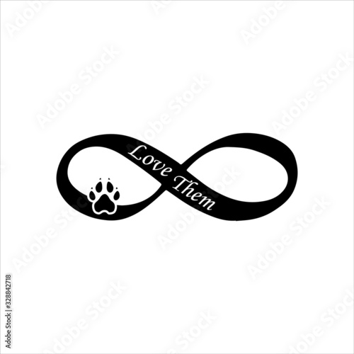 infinity love infinite vector simple illustration black white pet paw