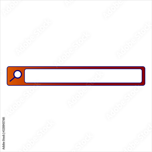Vector illustration of a web site design. Simple orange / pink / purle search tab isolated on white background.