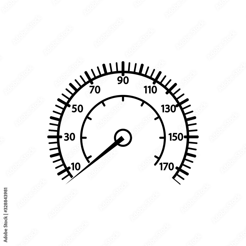 Speedometer icon in a trendy flat design Speedometer icon in a trendy flat design