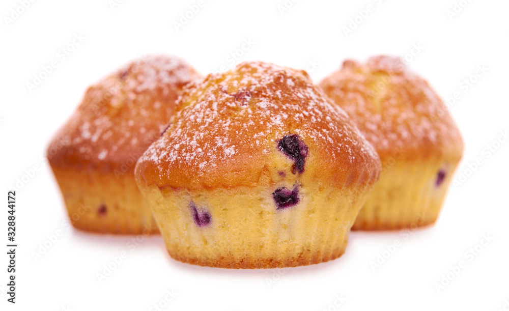 Homemade blueberry cupcake.