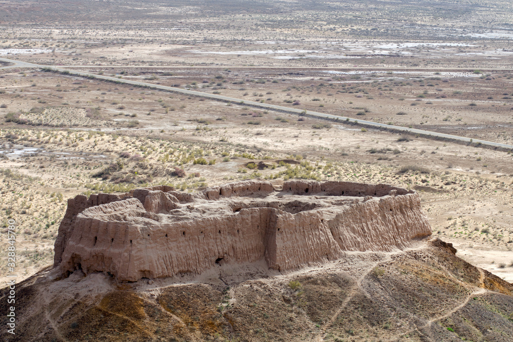 Ayaz-Kala fortress (the most popular and picturesque fortress in the country). Nukus, Karakalpakstan, Uzbekistan, Kyzylkum Desert, Central Asia.