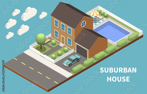 Suburban House Isometric Design Concept