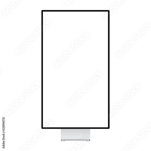 Modern vertical monitor mockup isolated on white background, front view. Vector illustration