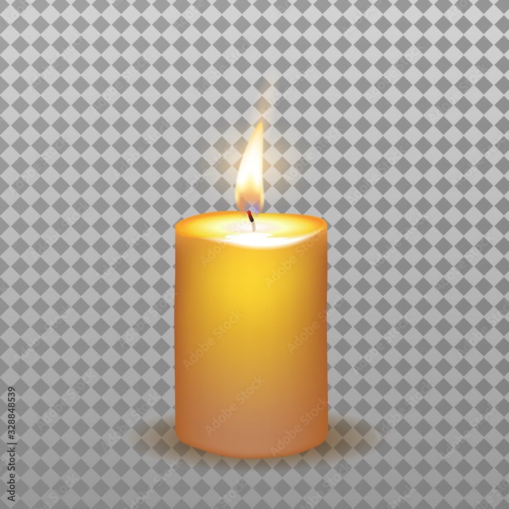 Isolated realistic burning candle with flame Isolated realistic burning candle with flame