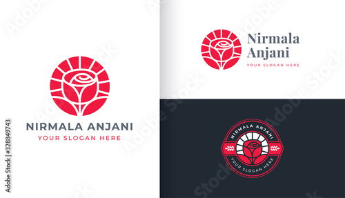 Circle Red rose logo Design 