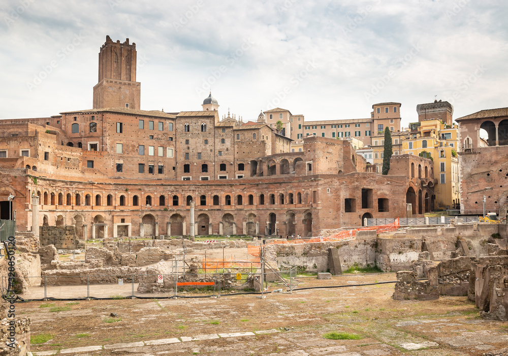 Remains of the Roman square and the Trajan's Forum (Foro di Traiano) in Rome, Lazio, Italy