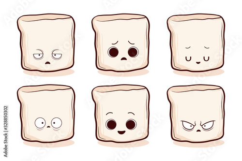 set of cute hand drawn marshmallow