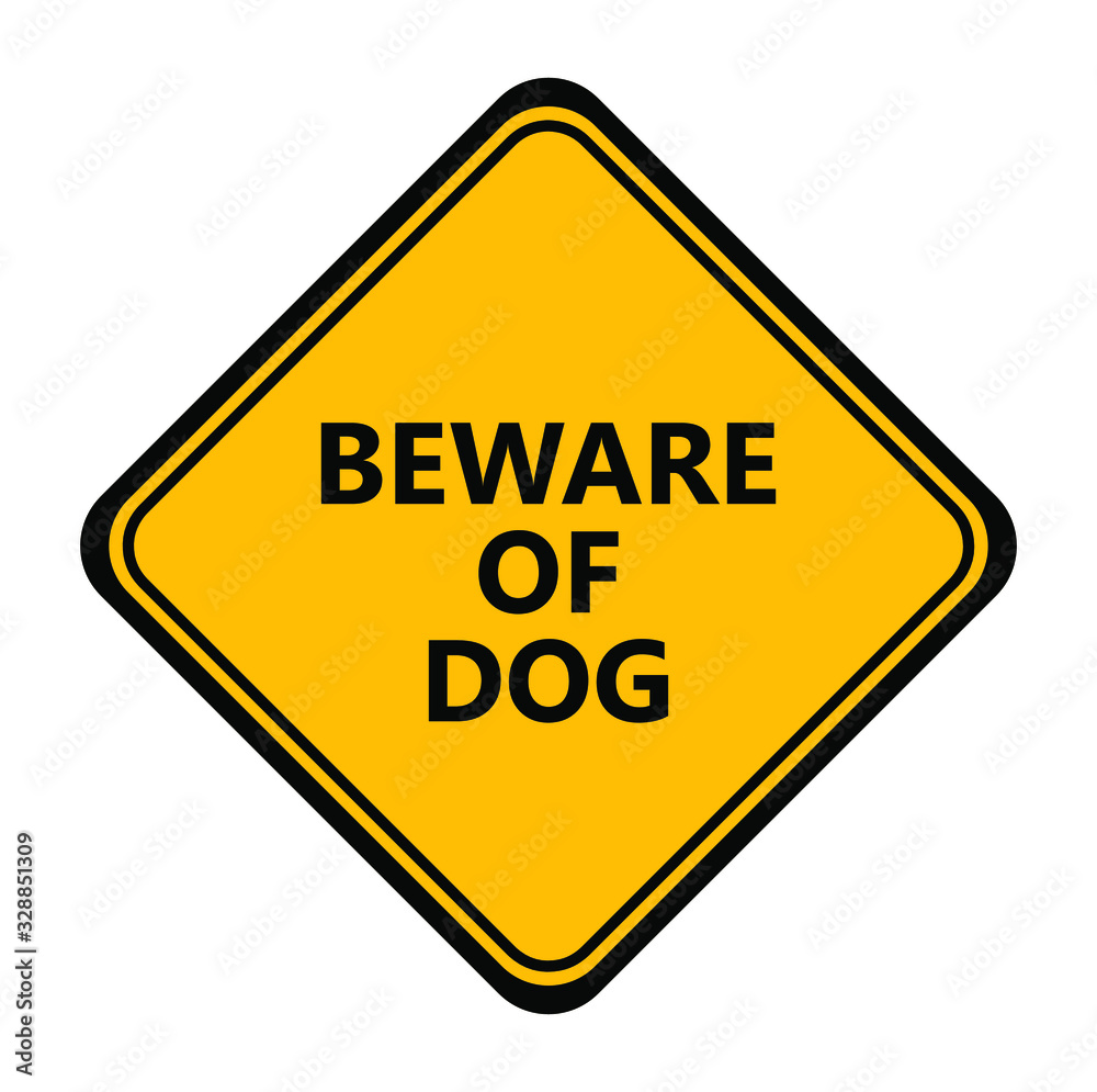 Yellow beware of dog vector sign Yellow beware of dog vector sign