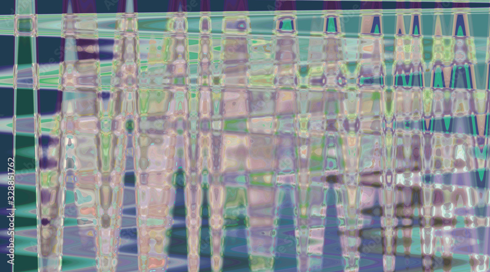 Fototapeta premium Blue green and pink abstract mirrored colors on water impression design wall paper