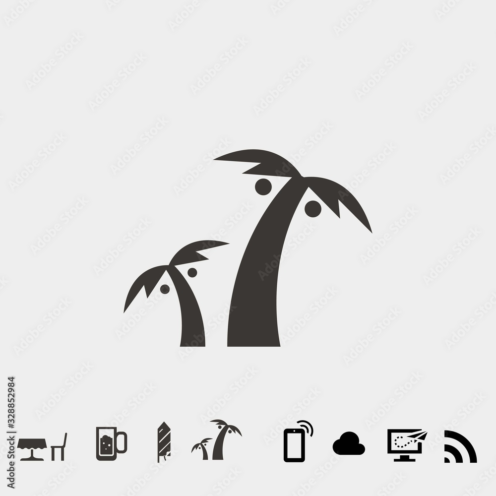 Naklejka premium coconut trees vector icon beach trees palm