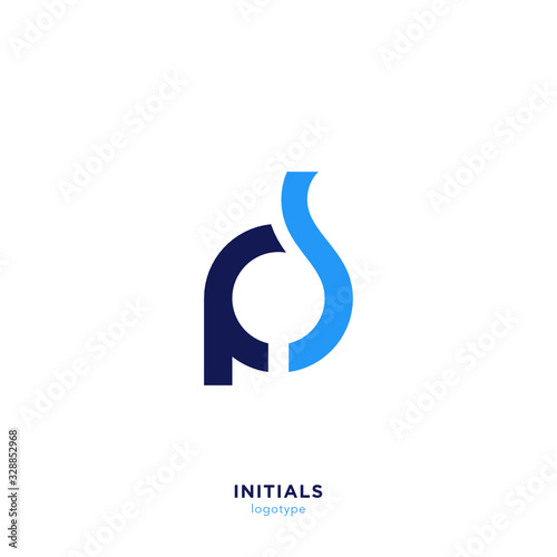 ps letters lowercase initials logo template vector illustration. flat logotype web icon. circle shape corporate concept.