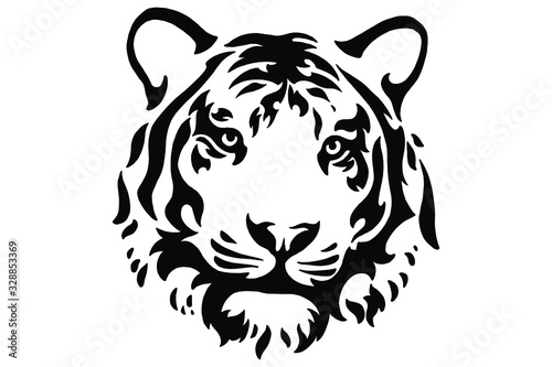 Head of a tiger. Styling the head for your design. Vector illustration, isolated objects.	