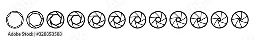 Camera lens diaphragm row with various aperture values