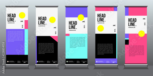 Simple and minimalist colourful geometric roll up banner for business layout design template