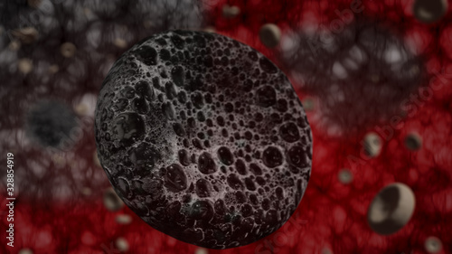 Картината върху платно Human cell death , 3D realistic illustration of Healthy Human Cell infected and