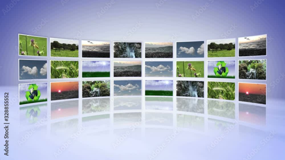 Monitors and Nature Scene, Ecology Animation, Background, 4k Monitors and Nature Scene, Ecology Animation, Background, 4k