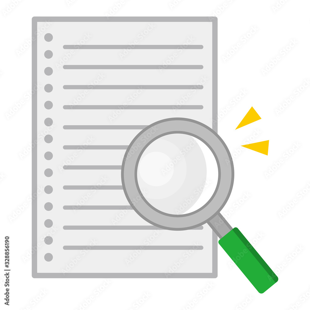 notebook paper and loupe isolated vector illustration notebook paper and loupe isolated vector illustration