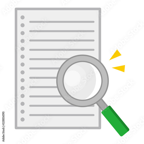 notebook paper and loupe isolated vector illustration