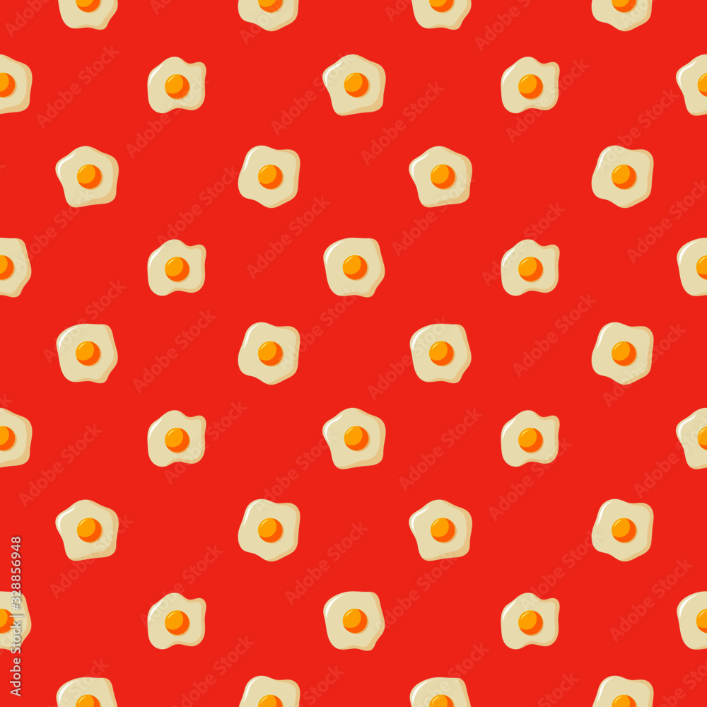 fried eggs seamless pattern on pink background. vector Illustration.