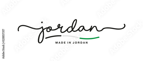 Made in Jordan handwritten calligraphic lettering logo sticker flag ribbon banner