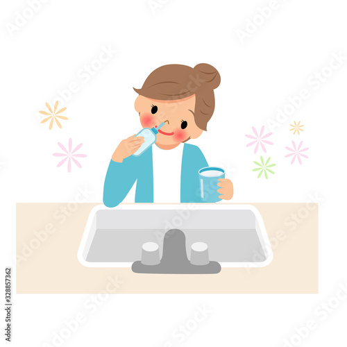 鼻うがいをする女性