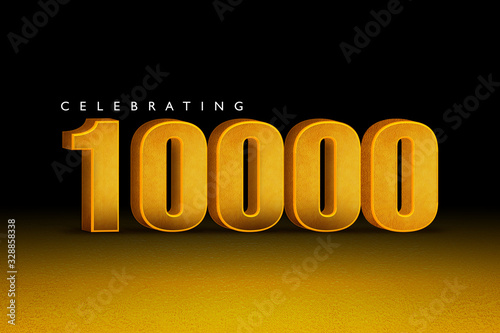 3D rendering of celebrating 10000 banner. Thanks followers congratulation card. 3d Illustration for Social media