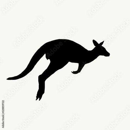 Silhouette illustration of kangaroo isolated on white background