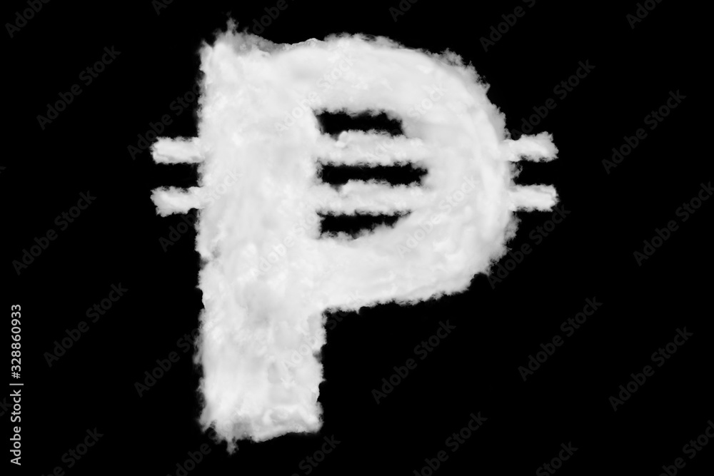 Peso Philippian currency sign element made of clouds on black background ready for mask or blending modes Peso Philippian currency sign element made of clouds on black background ready for mask or blending modes