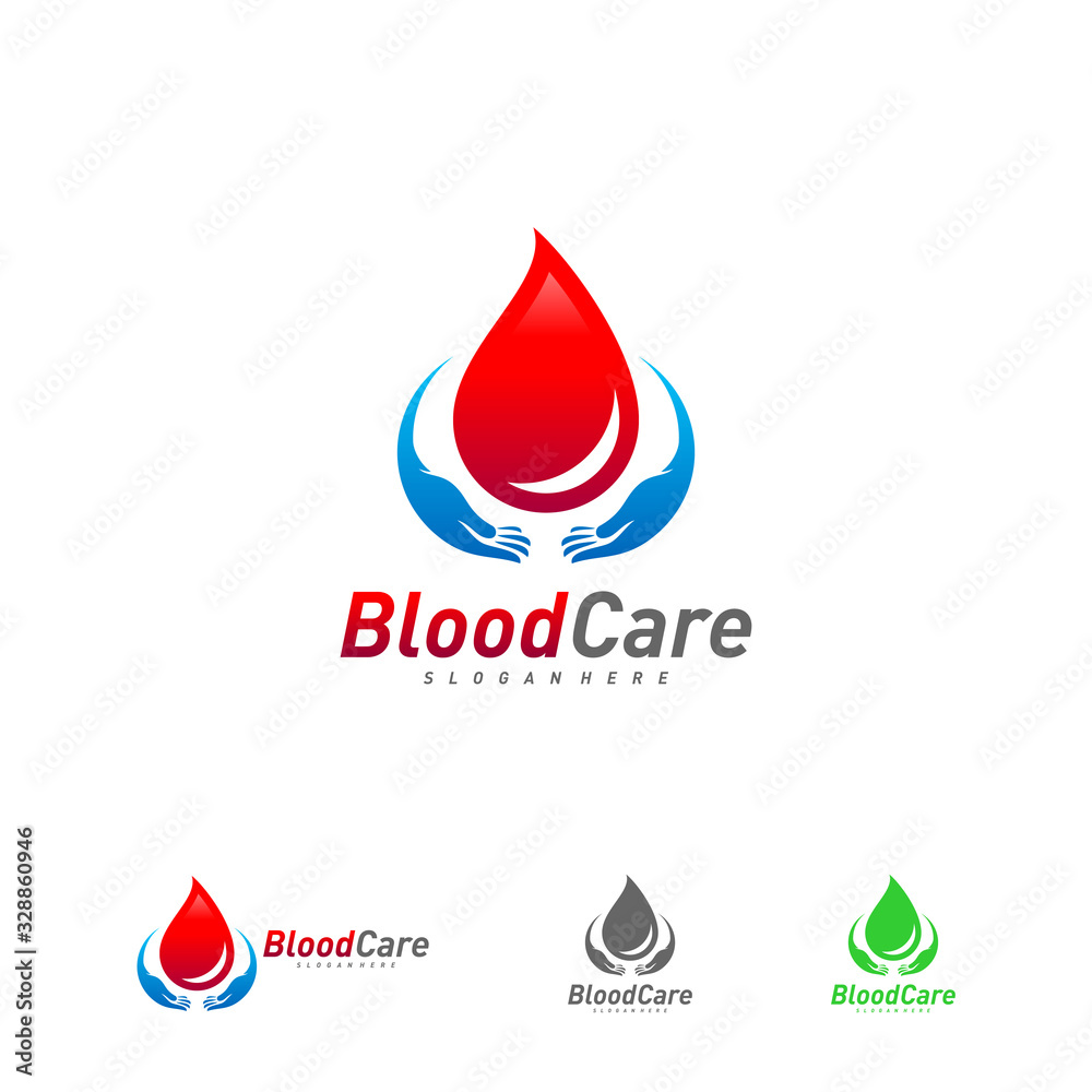Care Blood Donation logo template vector, Droplet Blood logo design concept Care Blood Donation logo template vector, Droplet Blood logo design concept