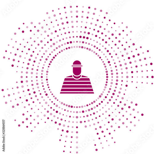 Purple Prisoner icon isolated on white background. Abstract circle random dots. Vector Illustration
