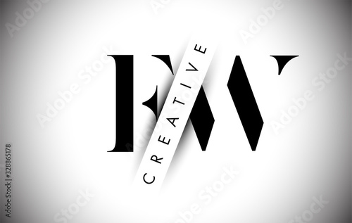 FW F W Letter Logo with Creative Shadow Cut and Over layered Text Design. photo