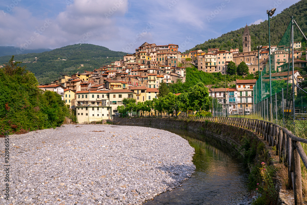 Small medieval village of Pigna, Liguria, Italy