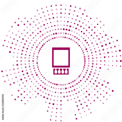 Purple Open matchbox and matches icon isolated on white background. Abstract circle random dots. Vector Illustration
