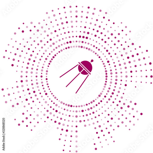 Purple Satellite icon isolated on white background. Abstract circle random dots. Vector Illustration