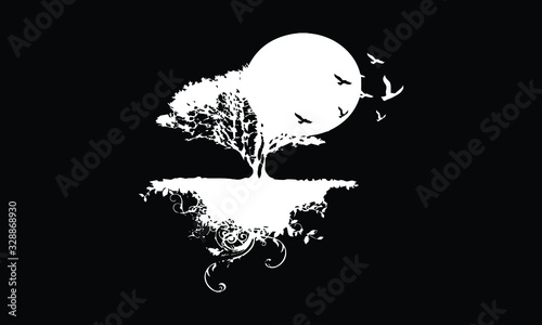 silhouette of bird on a branch